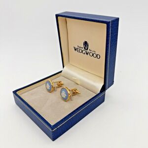 Vintage Wedgwood Round Ship Cufflinks Gift Boxed